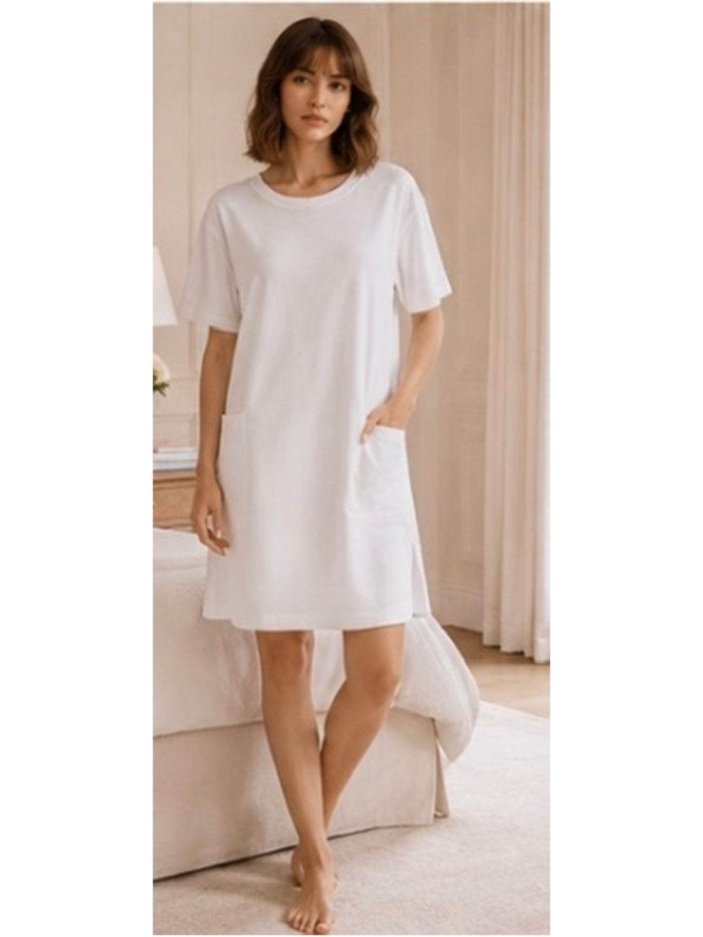 Lunya White T-Shirt Mini Dress Size L New in Poly